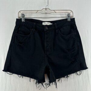 Hidden Jeans Shorts Women M High Rise Distressed Denim Frayed Hem Black Y2k Edgy